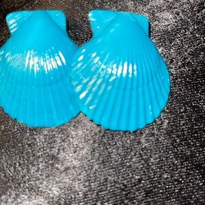 Mermaid Coral blue Seashell earrings